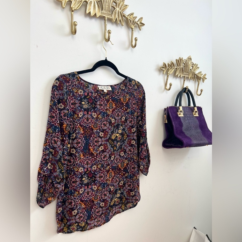 Pink rose Boho chic S Floral Patterned Blouse